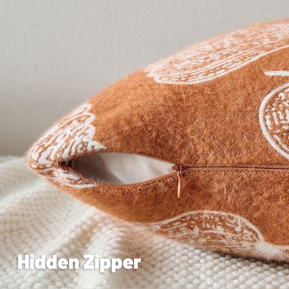 FUTEI Set of 2 Pumpkin Throw Pillow Covers 20x20 New - Picture 3 of 7